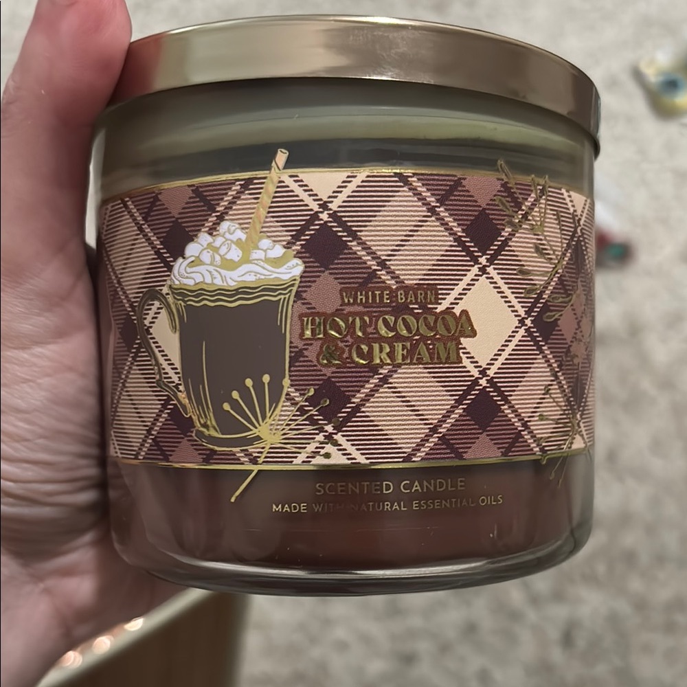 White Barn Brown Tartan Candle